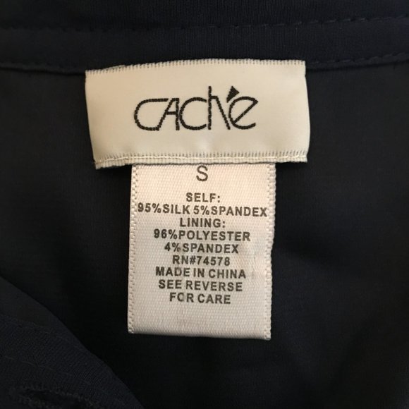 Cache Elegant Navy Silk Dress - Small - Picture 6 of 6